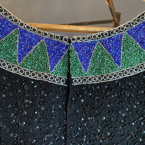 80s Vintage Niteline by Della Roufogali Beaded Sequin Mini Dress - Picture 10 of 16